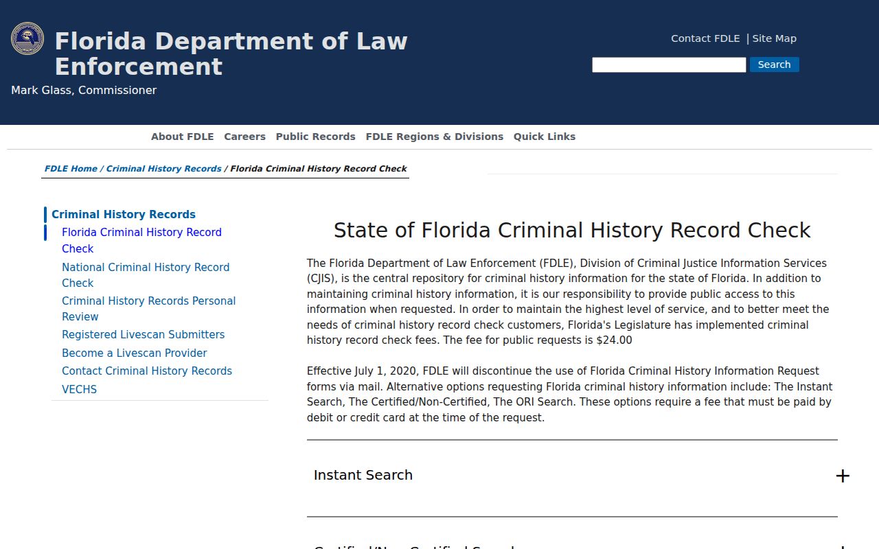 FDLE Florida criminal history checks for Madison County records