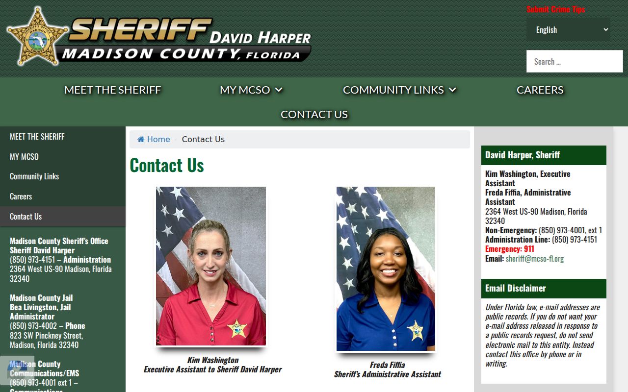 Madison County arrest records contact information for jail and dispatch
