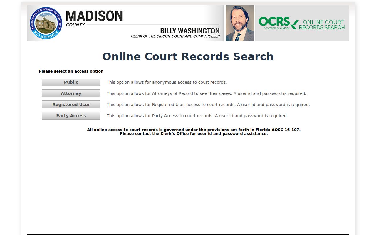 Madison County criminal court case OCRS gateway